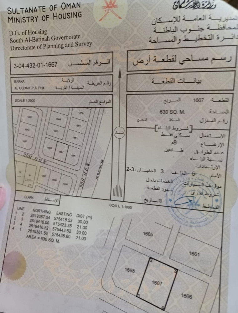 أرض للايجار في بركاء